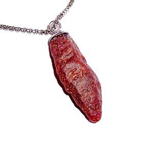 Genuine Rough Ruby Finger Crystal with Free 24" Round Box Chain! P3B